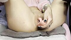 Roommate tests santa's toy on clit for orgasm 🔥🎁