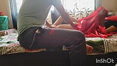 Desi Bhabhi Seduces Servant with Wet Pussy in Red Saree