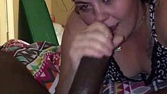 Superhead deepthroats interracial cum swallow on bed