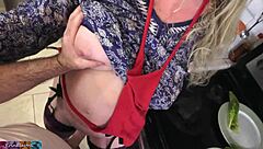 Milf Milks Cock in Kitchen Before Date