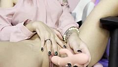 Roommate tests santa's toy on clit for orgasm 🔥🎁