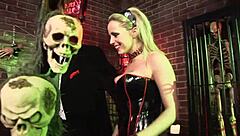 horror shop's wild spit roasts with lingerie group doggystyle action