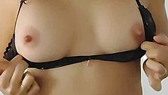 she shows off her big tits and ass in pajamas