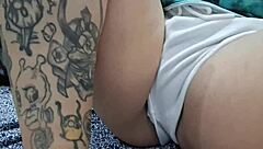 distracted curvy latina cutie bends over fat ass while watching tv