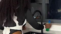 Ebony Maid Caught Riding Boss's Huge Cock! Full Squirting Video!