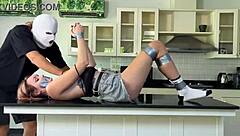 Bound College Cutie Teased On Countertop Edge