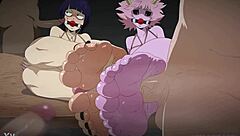 mina and jiro's footjob ends in massive cumshot blast!