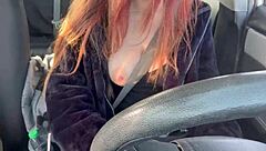 italian milf artemisia flashes juicy tits on horny street car ride