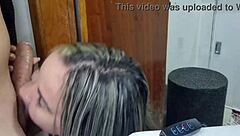 sexy blonde milf homemade blowjob on huge clit pussy