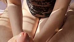 Sunny babe jerks cock to explosive cumshot massage