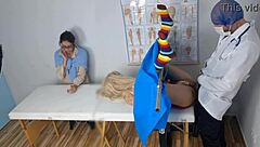 Mommy takes step-sis to kinky gynecologist for creampie exam