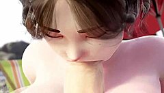 Mei bounces huge tits on monster cock titty fuck