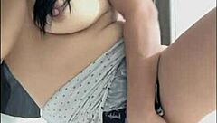 mature latina flashes huge natural tits