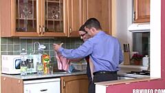 german milf sucked fucked facial in kitchen