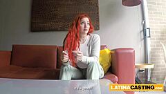 Busty Redhead Strips Then Fucked!