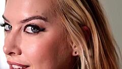 Chubby brunette babe's wet pussy craves huge titty fuck swallow