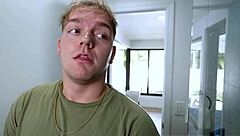 pervy stud licks and pounds tight brunette pussy in shower