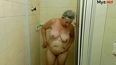 blonde milf catches guy shower masturbation sex