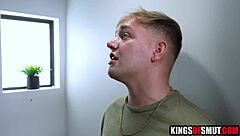 pervy stud licks and pounds tight brunette pussy in shower