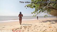 caribbean ebony beach babe groped post-shower
