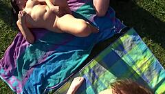 Swinger folks casually share cocks outdoors with friends