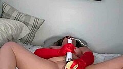 Scarlett Knight's Naked Red Glove Toy Masturbation Frenzy