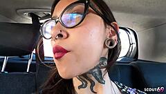 inked latina nympho seduces driver for public beach pounding