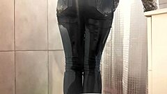 desperate housewife soaks jeans and heels in hot pee fetish