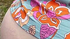 redhead pees through her hairy pussy!