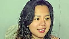 horny asian teen masturbates wildly to throbbing music beats