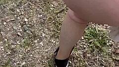 redhead pees through her hairy pussy!