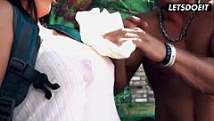 busty backpacker horny fuck with hostel staff moans loud