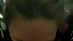 Pov close-up as she kneels sucking that monster cock deep, licking balls before swallowing a massive mouthful cumshot on desk.