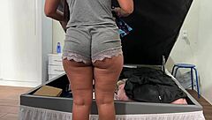 brazilian babe flashes huge ass in panties on cam