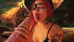 pirate slut cums wildly from vibrators everywhere