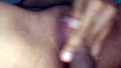 sexy student rubs clit with cock on tight shaved pussy