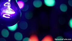 Samantha Saint's lesbian black light pussy play