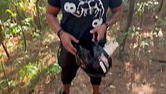 brazilian amateur bares huge ass tiny tits deep in wild bush