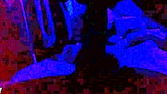 Ebony babe sucks black cock in blue room special