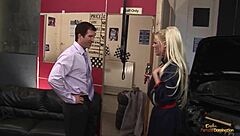 blonde milf big tits rides bound guy's dick