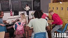 haley spades teacher drenched in cum by delinquents during chaotic detention sex for cash