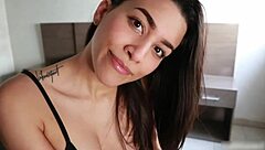 Brunette latina black dress perfect ass cum tease pov