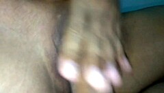 sexy student rubs clit with cock on tight shaved pussy