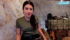 sexy amateur soldier fingers her wet pussy on cam