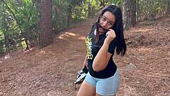 brazilian amateur bares huge ass tiny tits deep in wild bush