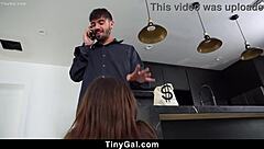 Tiny Thief Kneels Deepthroats Homeowner's Cock to Avoid Cops!