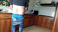 cute shaved teen bent over kitchen quickie pussy fuck