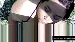 sexy bbw flashes tits outdoors for hardcore blowjob facial