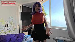 Petite couple vacations turn into lingerie cosplay creampie riding