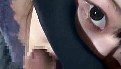 18-Year-Old Amateur Girl's Intense Fellatio with Erotic Lingerie Handjob Cumshot!